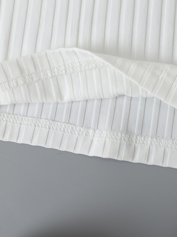 INAWLY Car & Letter Graphic Ribbed Knit Tank Top - White - View 5