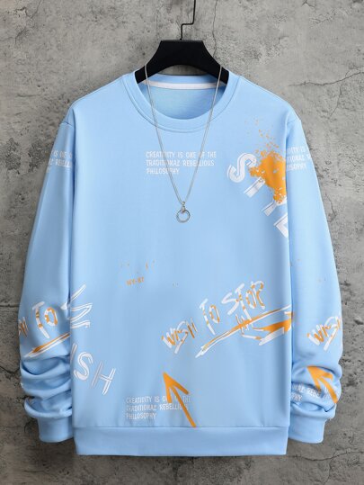 قميص ثقيل بطباعة شعار للرجال