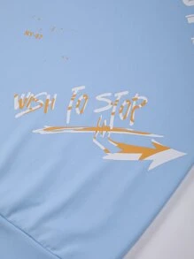 Manfinity 男士標語圖案運動衫 - 淺藍色 - 查看 3