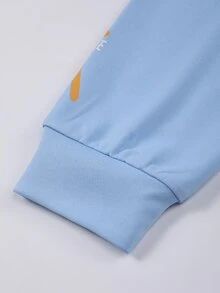 Manfinity 男士標語圖案運動衫 - 淺藍色 - 查看 5