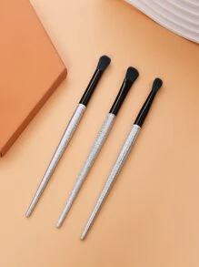 3 Stücke Lidschatten Pinsel Set, Pinsel Set, Make-up Pinsel Set, Make-up Set komplett, Make-up Pinsel Set, komplettes Make-up Set, Pinsel Set, Make-up Pinsel Set, Make-up Geschenkset, Set, Werbegeschenke, professionelle Make-up Pinsel, komplettes Make-up Set - Silber - Übersicht 5