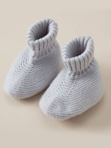 嬰兒菱形印花插肩袖麻花編織連身褲和帽和針織鞋 - 淺灰色 - 查看 3