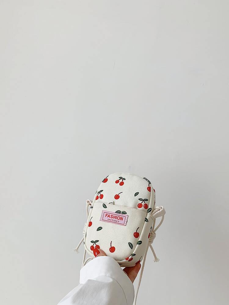 Cherry Pattern Patch Detail Phone Wallet - Multicolor - View 1