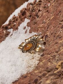 Pendientes largos con diseño de flor - Amarillo Oro - Ver 4