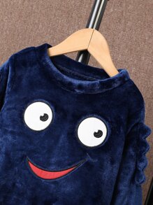 Toddler Boys Cartoon Embroidery Pullover & Joggers - Navy Blue - View 5