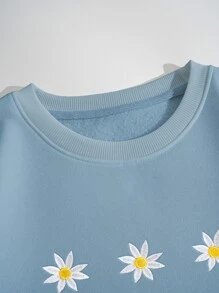 SHEIN Qutie 花卉刺繡加絨內裏運動衫