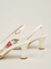 Giày cao gót họa tiết hoa nổi cá sấu PU in họa tiết bất đối xứng, họa tiết ngẫu nhiên - Nhiều màu - Xem 3