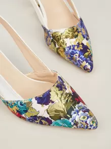 Giày cao gót họa tiết hoa nổi cá sấu PU in họa tiết bất đối xứng, họa tiết ngẫu nhiên - Nhiều màu - Xem 6