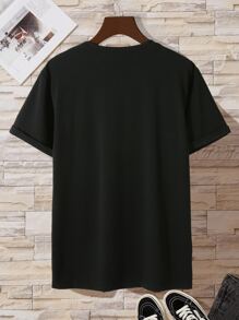 Manfinity Men Christmas Print Tee for Christmas - Black - View 2