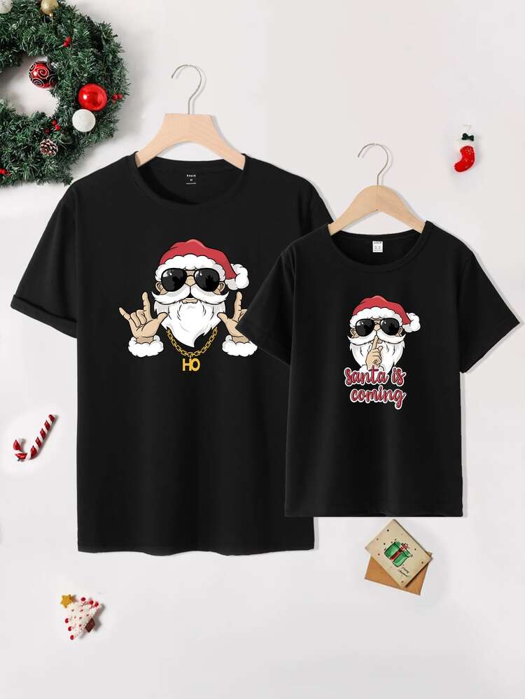 Tween Boy 1pc Christmas Print Tee - Black - View 3