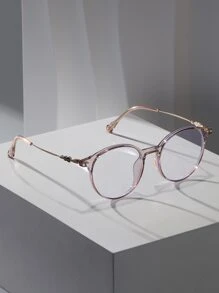 圆框女士时尚设计眼镜 - 藕粉色 - 查看 2