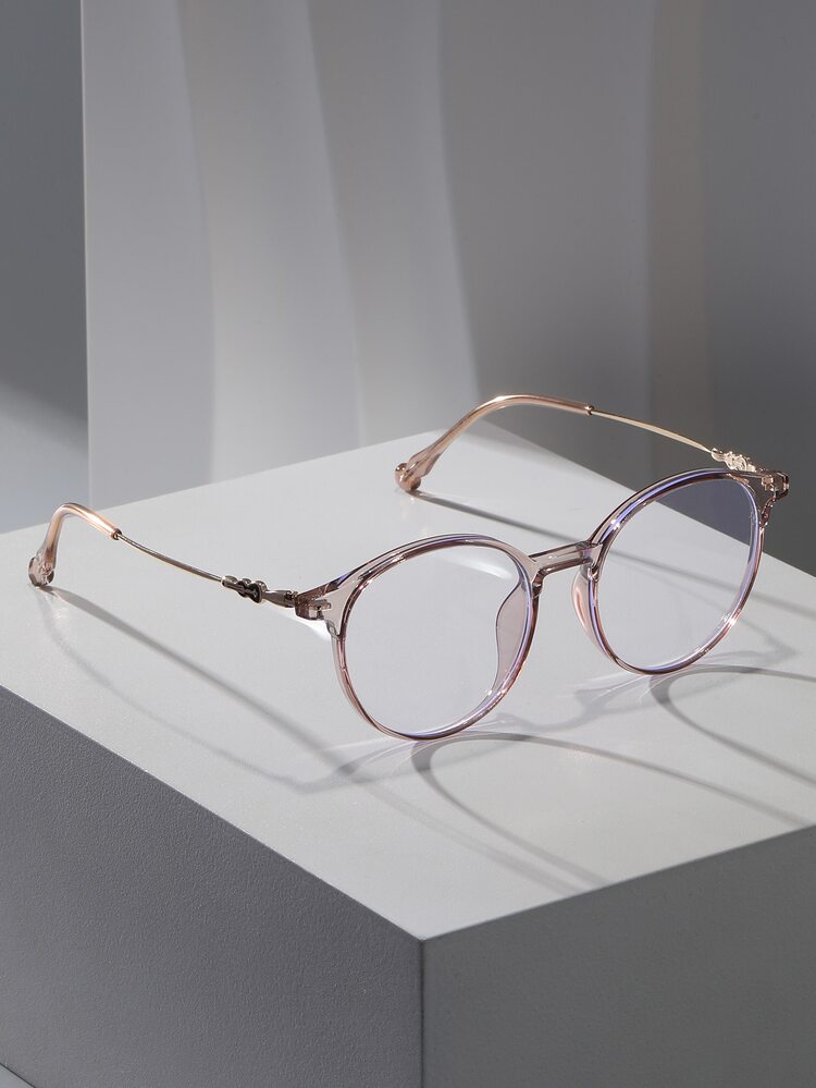 圆框女士时尚设计眼镜 - 藕粉色 - 查看 2