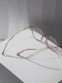 圆框女士时尚设计眼镜 - 藕粉色 - 查看 3