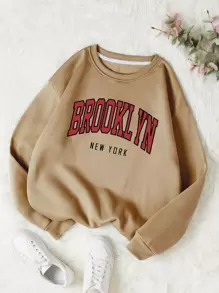 INAWLY Quần áo thể thao nữ Lá thư Giải trí - Màu Khaki - Xem 1