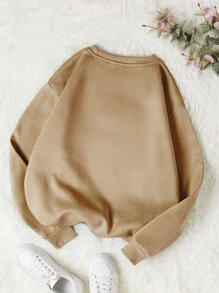 INAWLY Quần áo thể thao nữ Lá thư Giải trí - Màu Khaki - Xem 2