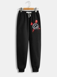 SHEIN 男孩卡通和字母圖案連帽衫和運動褲