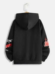 SHEIN 男孩卡通和字母圖案連帽衫和運動褲