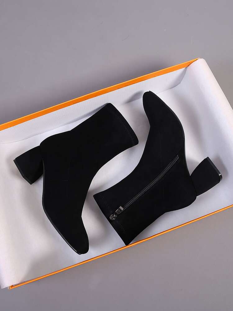 Zip Side Faux Suede Classic Boots - Black - View 2
