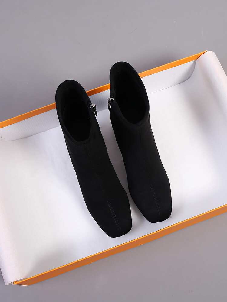 Botas clásicas con cremallera lateral de serraje falso - Negro - Ver 4