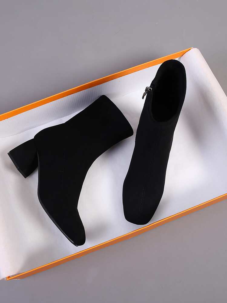 Botas clásicas con cremallera lateral de serraje falso - Negro - Ver 5