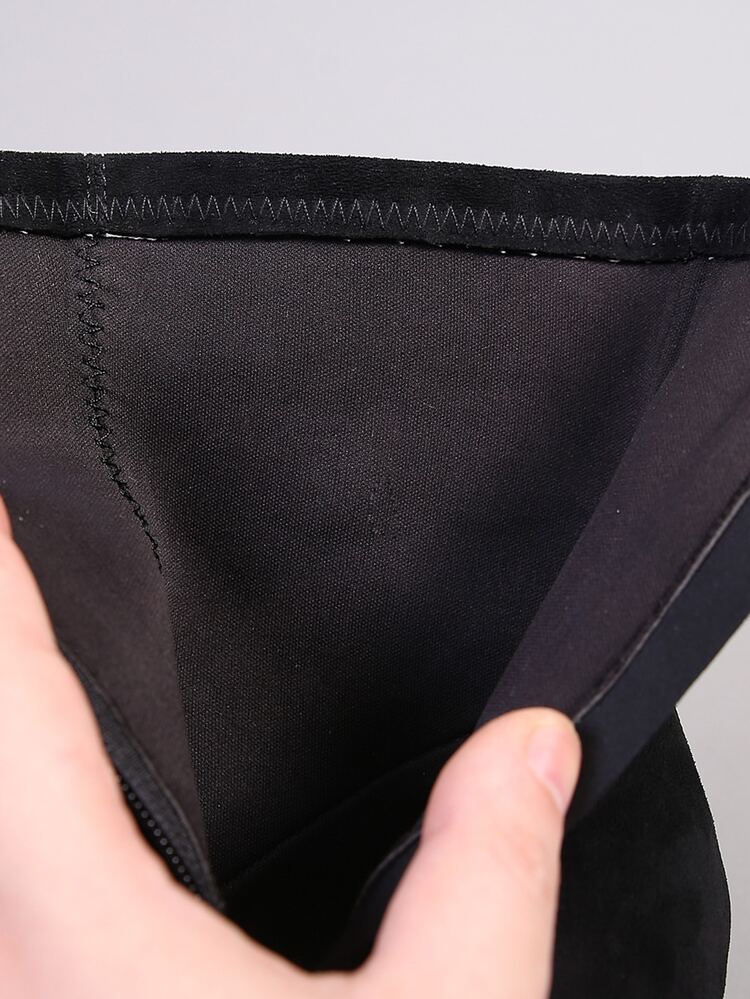 Botas clásicas con cremallera lateral de serraje falso - Negro - Ver 8