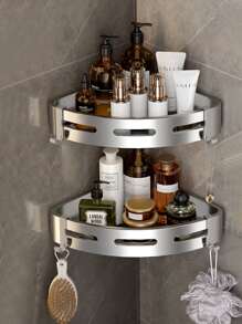 1 pieza Estante de almacenamiento de baño de acero inoxidable - Plateado - Ver 1