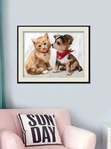 1件套貓和小狗樣式DIY無邊框水鑽繪畫 - 彩色 - 查看 2