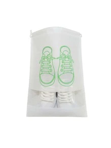 3pcs Cartoon Graphic Travel Packing Bag, Drawstring Shoes Storage Bag For Travel - White - View 3