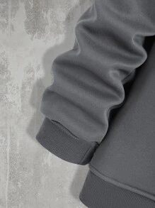 Manfinity Hypemode Men Letter Embroidery Colorblock Drawstring Hoodie Without Shirt - Grey - View 5