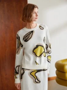 MOTF PREMIUM FLORAL REGULAR FIT JUMPER - White - View 5