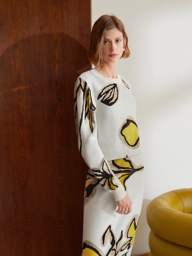 MOTF PREMIUM Jersey floral regular - Blanco - Añade 6