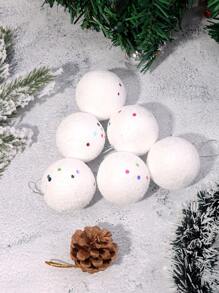 6入組5cm小白色泡沫聖誕雪球飾品