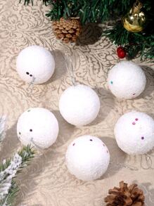 6入組5cm小白色泡沫聖誕雪球飾品