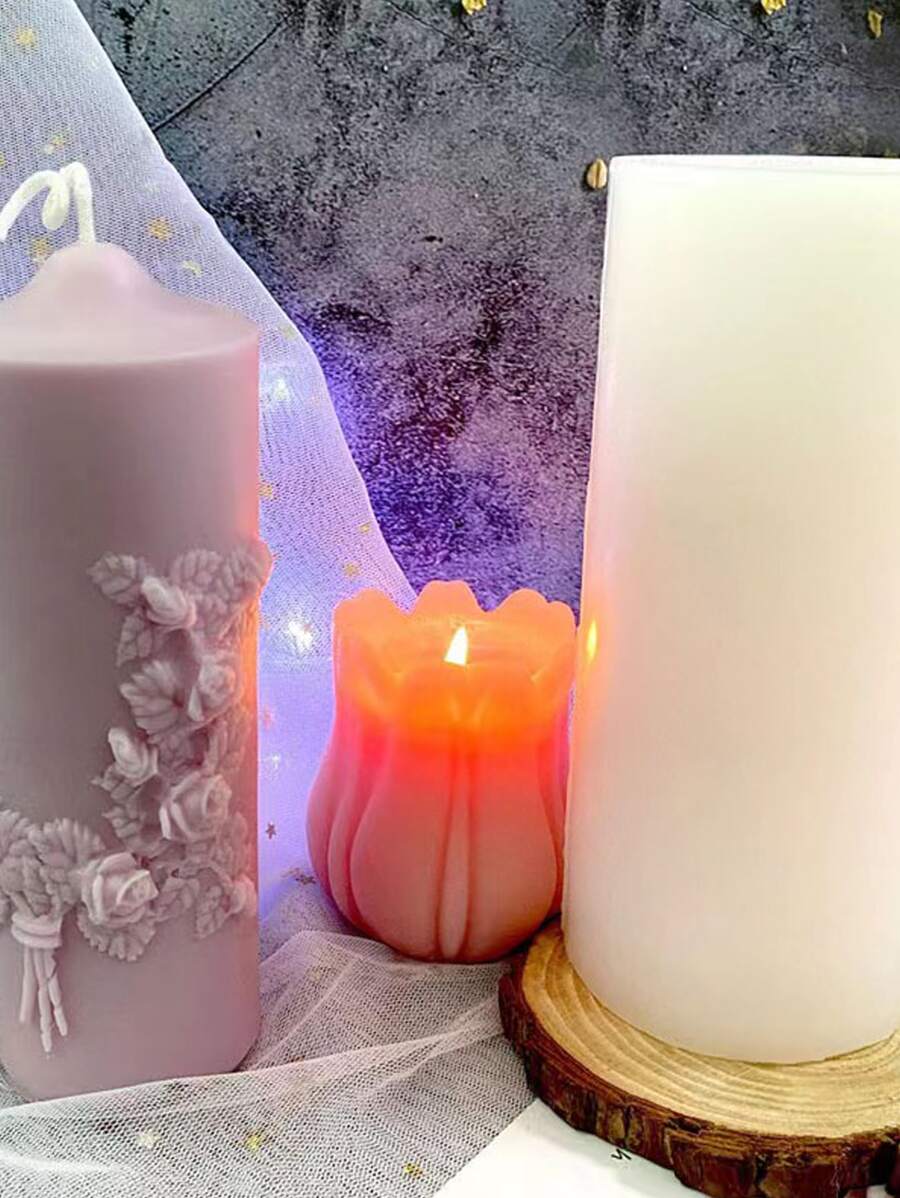 1pc Flower Shaped Candle Silicone Mold - White - View 1