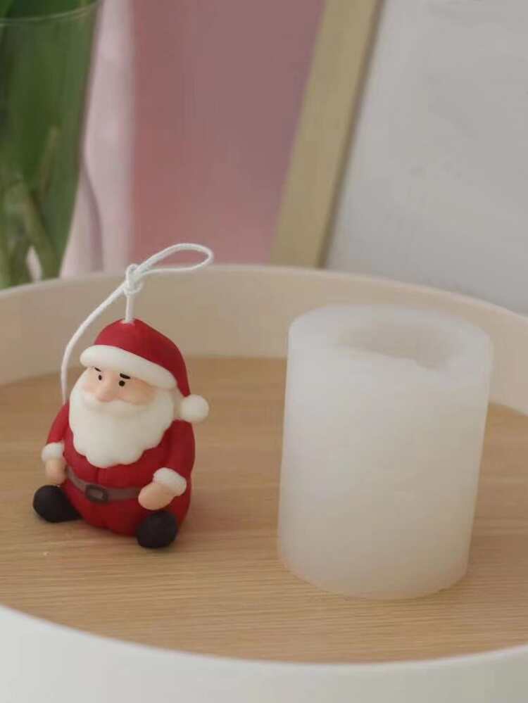 1pc Christmas Santa Claus Design Silicone Candle Mold - White - View 1