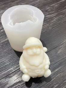 1pc Christmas Santa Claus Design Silicone Candle Mold - White - View 2