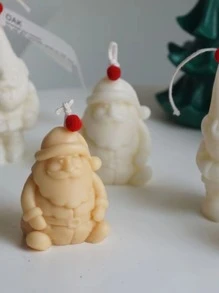 1pc Christmas Santa Claus Design Silicone Candle Mold - White - View 4