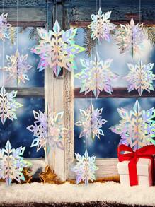 6pcs Snowflake Design Hanging Decoration - Multicolor - View 1