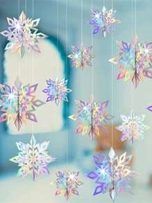 6pcs Snowflake Design Hanging Decoration - Multicolor - View 2