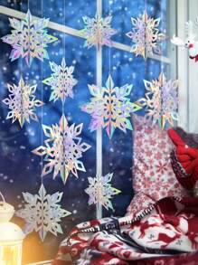 6pcs Snowflake Design Hanging Decoration - Multicolor - View 4
