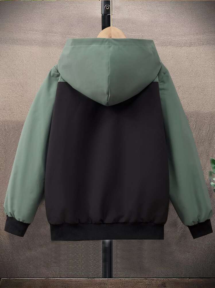 SHEIN Boys Colourblock Zip Up Hooded Jacket Without Tee - Multicolor - View 3