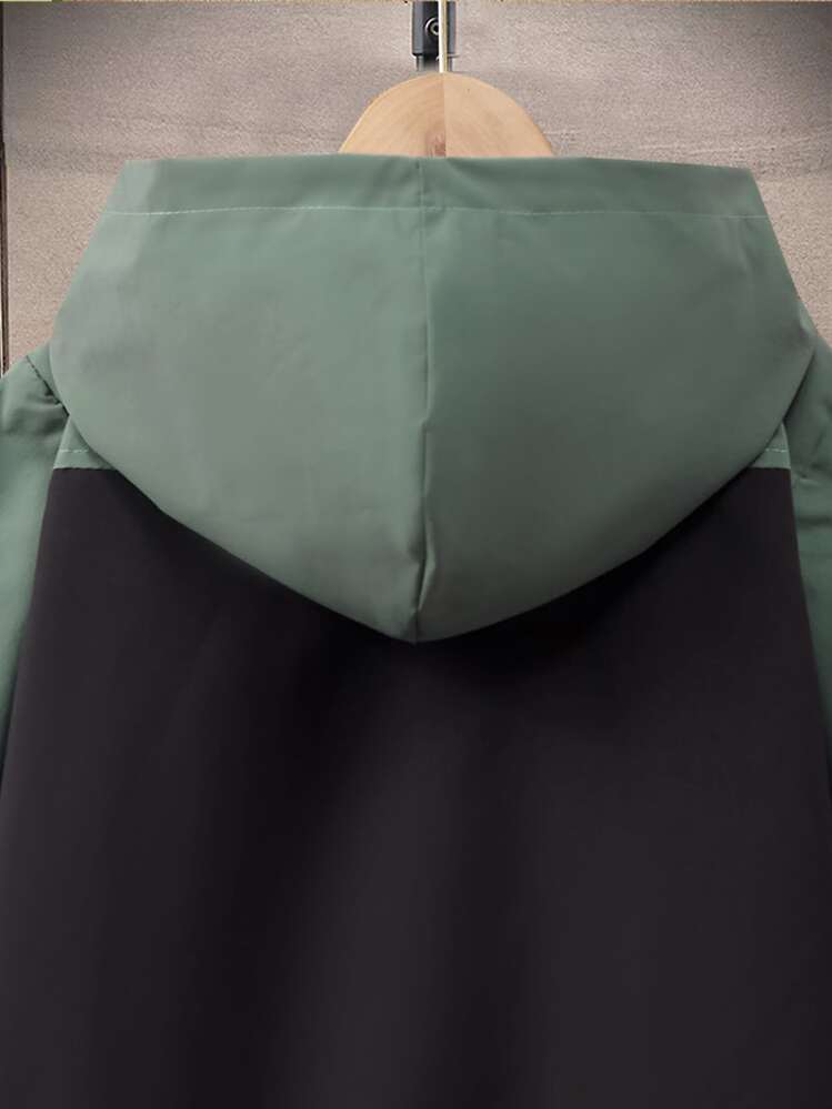 SHEIN Boys Colourblock Zip Up Hooded Jacket Without Tee - Multicolor - View 5