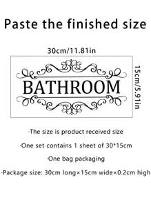 1pc PVC Wall Sticker, Bathroom Letter Print Door Decoration Self-Adhesive Sticker Toilet Sticker,Stickers,Wall Decal, Vinyl Decal For Home Decorations,Spring Decoration Items Refresh Your Home,Rama Decoration Stickers Gifts Birthday Graduation - Black - View 5