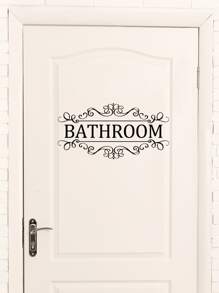 1pc PVC Wall Sticker, Bathroom Letter Print Door Decoration Self-Adhesive Sticker Toilet Sticker,Stickers,Wall Decal, Vinyl Decal For Home Decorations,Spring Decoration Items Refresh Your Home,Rama Decoration Stickers Gifts Birthday Graduation - Black - View 6