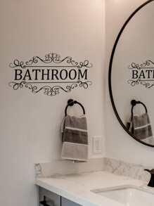 1pc PVC Wall Sticker, Bathroom Letter Print Door Decoration Self-Adhesive Sticker Toilet Sticker,Stickers,Wall Decal, Vinyl Decal For Home Decorations,Spring Decoration Items Refresh Your Home,Rama Decoration Stickers Gifts Birthday Graduation - Black - View 7