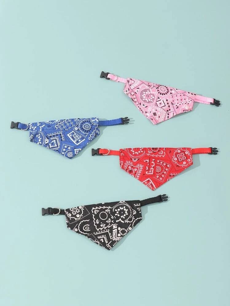 4本入り 花柄 付き 引く バックル ペット用バンダナ - マルチカラー - 見る 4