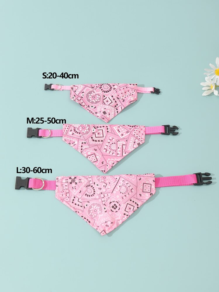 4pcs Floral Pattern Pet Bandana With Tow Buckle - Multicolor - View 5