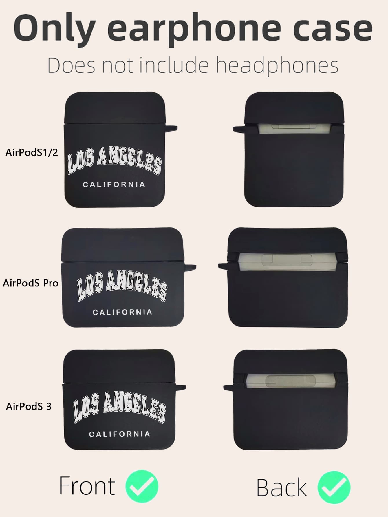 文字グラフィック イヤホンケース - ブラック&ホワイト - 見る 3