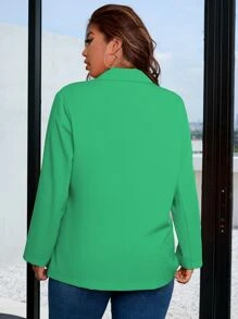 Calvaya 大碼西裝領翻蓋口袋西裝外套 - 綠色 - 查看 2