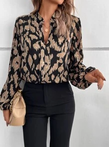 SHEIN Frenchy 滿版印花燈籠袖襯衫 - 彩色 - 查看 3